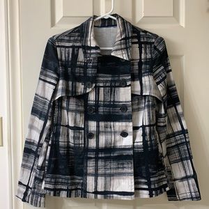 🌷3 for$25🌷Unbranded, US M, White & Black Plaid Double Breasted Light Jacket